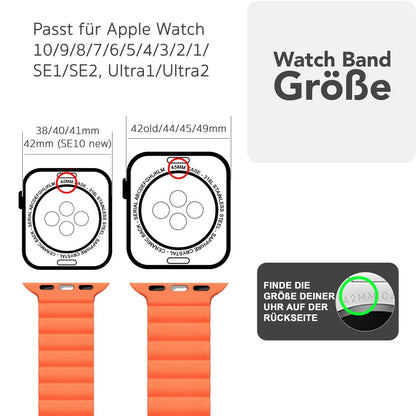 NALIA Core Magnet Armband kompatibel mit Apple Watch SE & iWatch Series 10 9 8 7 6 5 4 3 2 1, 38/40/41/42mm, Atmungsaktives Silikon Loop, Sportarmband mit Rillen Design