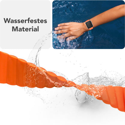 NALIA Core Magnet Armband kompatibel mit Apple Watch SE & iWatch Series 10 9 8 7 6 5 4 3 2 1, 38/40/41/42mm, Atmungsaktives Silikon Loop, Sportarmband mit Rillen Design