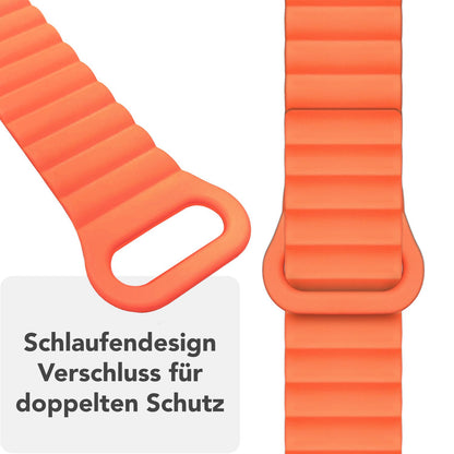 NALIA Core Magnet Armband kompatibel mit Apple Watch SE & iWatch Series 10 9 8 7 6 5 4 3 2 1, 38/40/41/42mm, Atmungsaktives Silikon Loop, Sportarmband mit Rillen Design