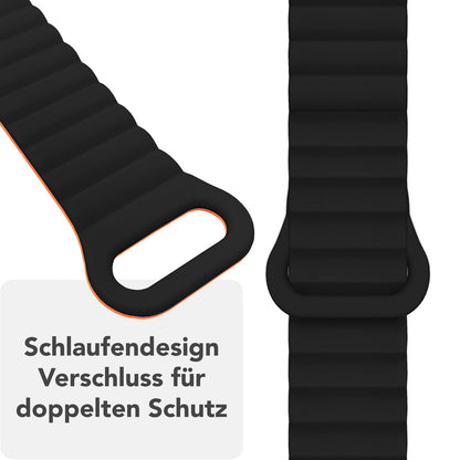 NALIA Core Magnet Armband kompatibel mit Apple Watch SE & iWatch Series 10 9 8 7 6 5 4 3 2 1, 38/40/41/42mm, Atmungsaktives Silikon Loop, Sportarmband mit Rillen Design