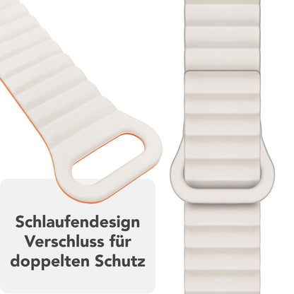 NALIA Core Magnet Armband kompatibel mit Apple Watch SE & iWatch Series 10 9 8 7 6 5 4 3 2 1, 38/40/41/42mm, Atmungsaktives Silikon Loop, Sportarmband mit Rillen Design