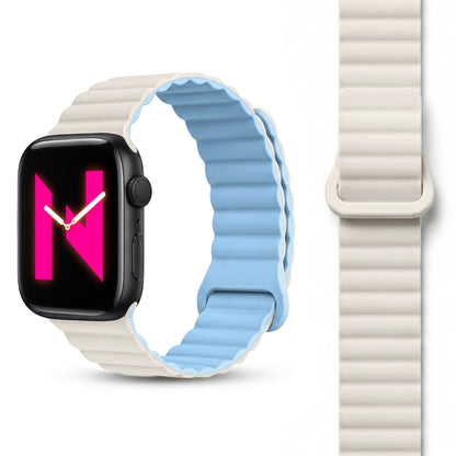 NALIA Core Magnet Armband kompatibel mit Apple Watch SE & iWatch Series 10 9 8 7 6 5 4 3 2 1, 38/40/41/42mm, Atmungsaktives Silikon Loop, Sportarmband mit Rillen Design