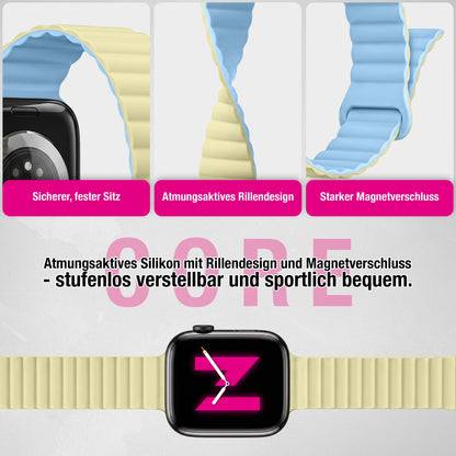 NALIA Core Magnet Armband kompatibel mit Apple Watch SE & iWatch Series 10 9 8 7 6 5 4 3 2 1, 38/40/41/42mm, Atmungsaktives Silikon Loop, Sportarmband mit Rillen Design