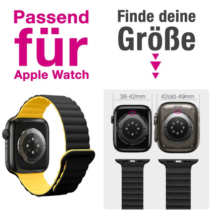 NALIA Core Magnet Armband kompatibel mit Apple Watch SE & iWatch Series 10 9 8 7 6 5 4 3 2 1, 38/40/41/42mm, Atmungsaktives Silikon Loop, Sportarmband mit Rillen Design