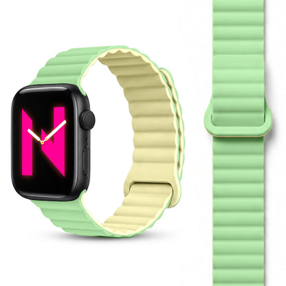 NALIA Core Magnet Armband kompatibel mit Apple Watch SE & iWatch Series 10 9 8 7 6 5 4 3 2 1, 38/40/41/42mm, Atmungsaktives Silikon Loop, Sportarmband mit Rillen Design