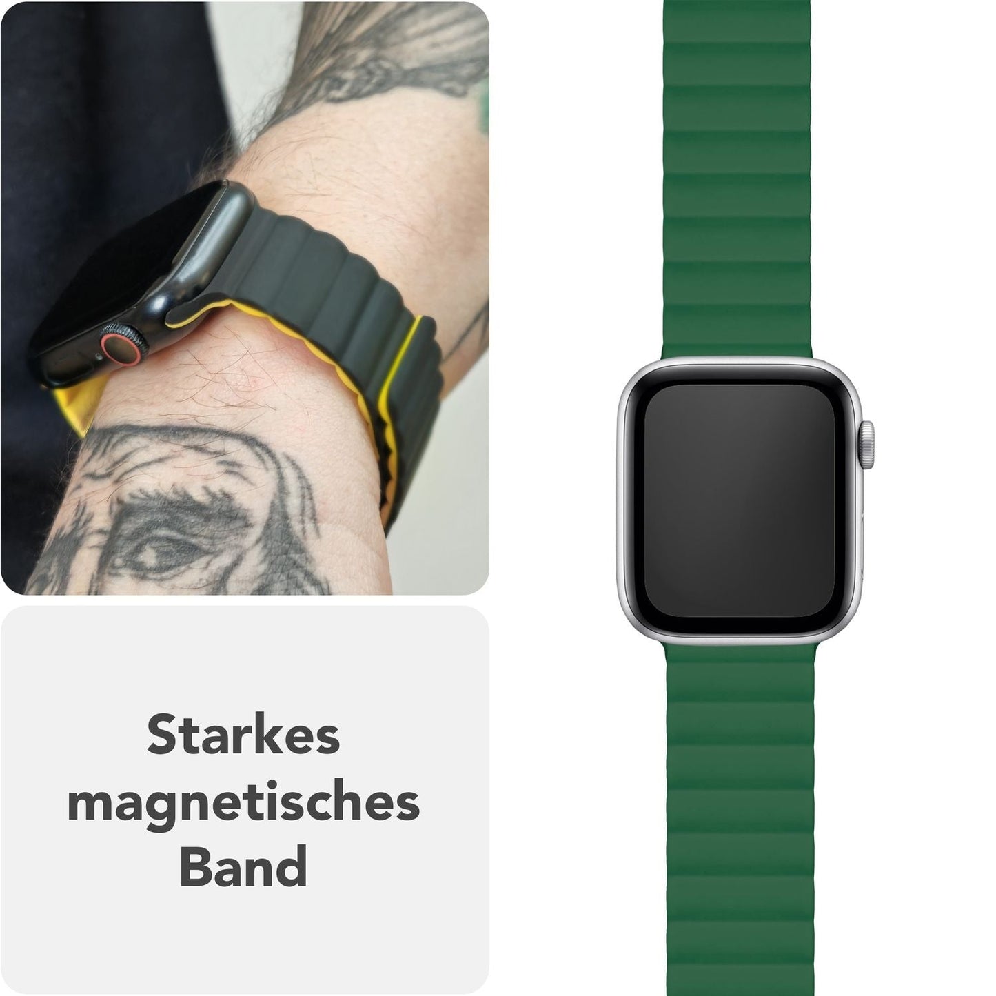NALIA Core Magnet Armband kompatibel mit Apple Watch Series Ultra/SE/10/9/8/7/6/5/4/3/2/1 – 42/44/45/46/49mm, Atmungsaktives Silikon Loop, Sportarmband mit Rillendesign