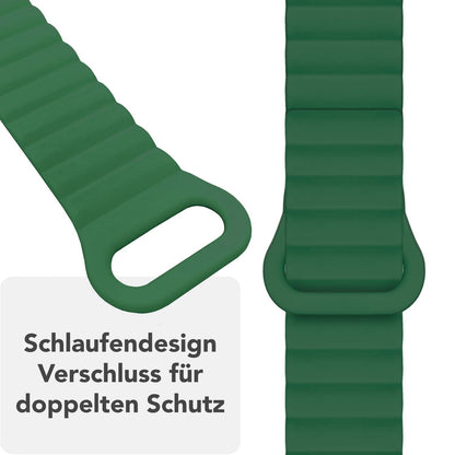 NALIA Core Magnet Armband kompatibel mit Apple Watch Series Ultra/SE/10/9/8/7/6/5/4/3/2/1 – 42/44/45/46/49mm, Atmungsaktives Silikon Loop, Sportarmband mit Rillendesign