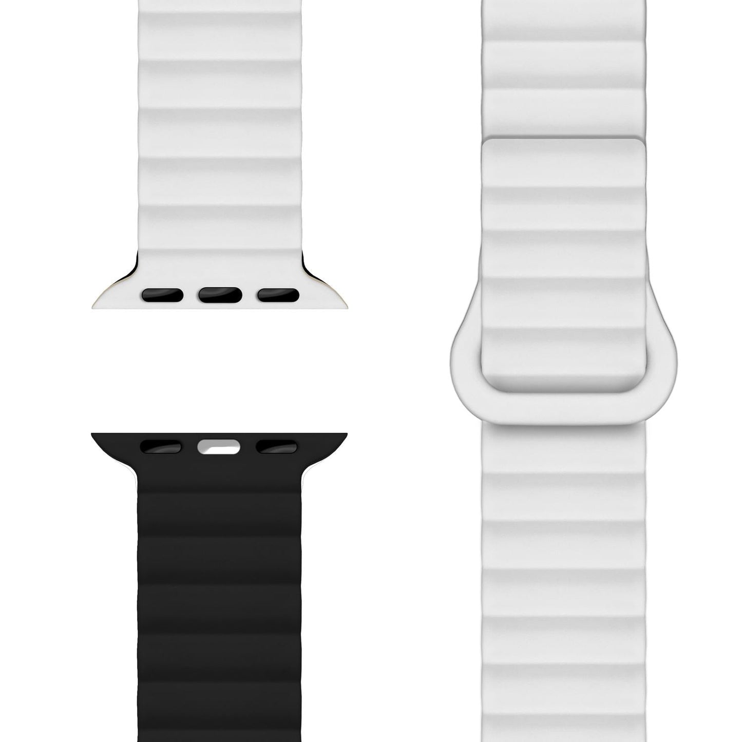 NALIA Core Magnet Armband kompatibel mit Apple Watch Series Ultra/SE/10/9/8/7/6/5/4/3/2/1 – 42/44/45/46/49mm, Atmungsaktives Silikon Loop, Sportarmband mit Rillendesign