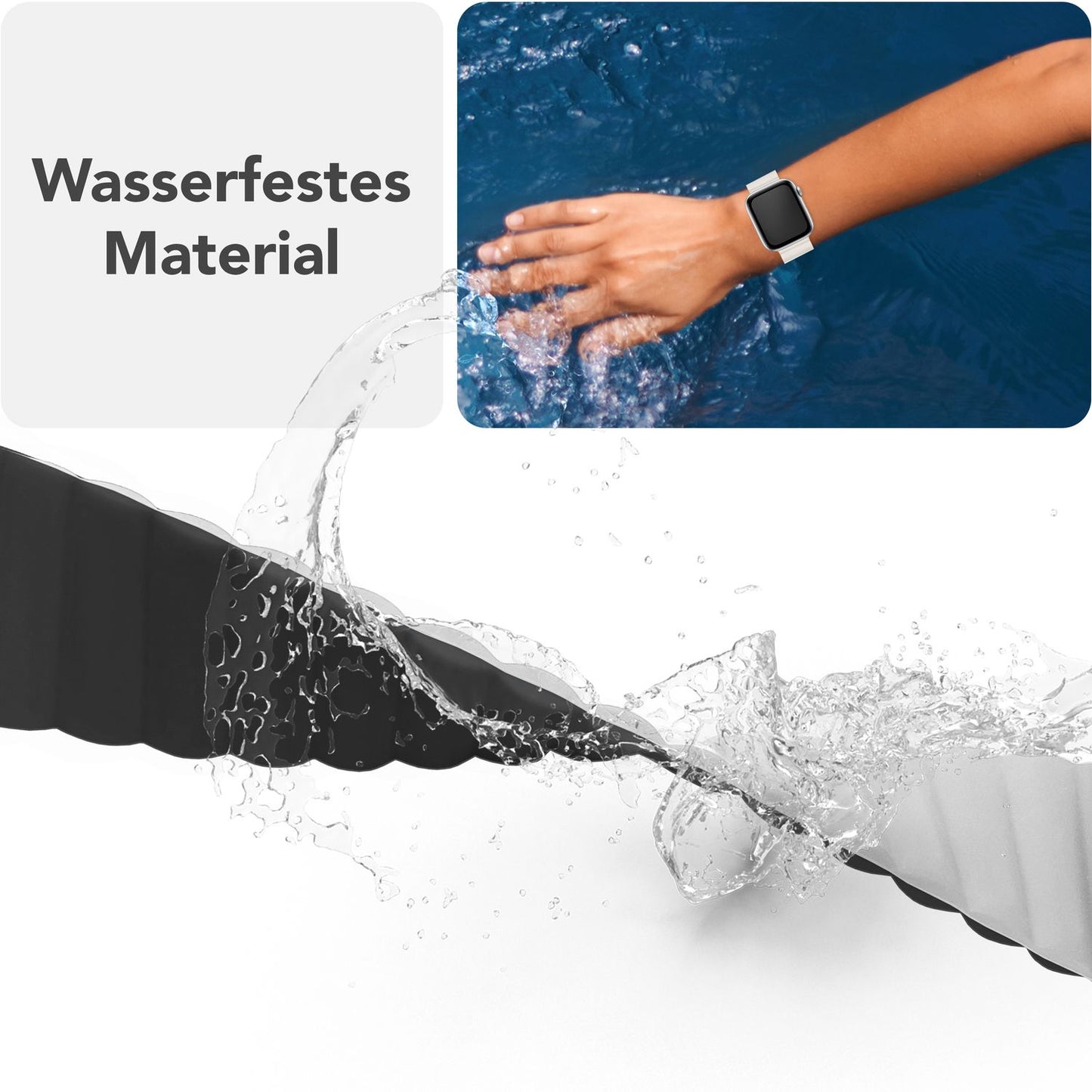 NALIA Core Magnet Armband kompatibel mit Apple Watch Series Ultra/SE/10/9/8/7/6/5/4/3/2/1 – 42/44/45/46/49mm, Atmungsaktives Silikon Loop, Sportarmband mit Rillendesign