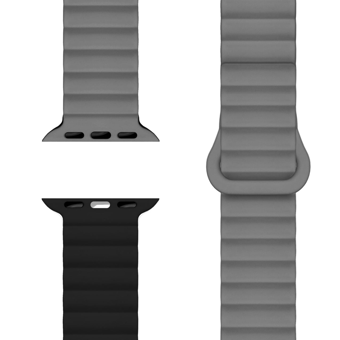 NALIA Core Magnet Armband kompatibel mit Apple Watch Series Ultra/SE/10/9/8/7/6/5/4/3/2/1 – 42/44/45/46/49mm, Atmungsaktives Silikon Loop, Sportarmband mit Rillendesign