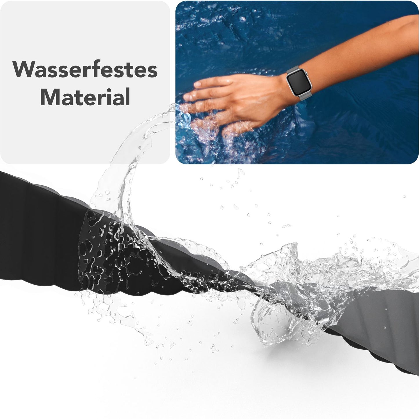 NALIA Core Magnet Armband kompatibel mit Apple Watch Series Ultra/SE/10/9/8/7/6/5/4/3/2/1 – 42/44/45/46/49mm, Atmungsaktives Silikon Loop, Sportarmband mit Rillendesign