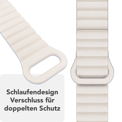 NALIA Core Magnet Armband kompatibel mit Apple Watch Series Ultra/SE/10/9/8/7/6/5/4/3/2/1 – 42/44/45/46/49mm, Atmungsaktives Silikon Loop, Sportarmband mit Rillendesign