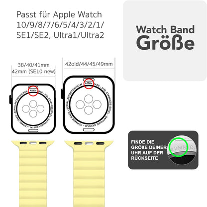 NALIA Core Magnet Armband kompatibel mit Apple Watch Series Ultra/SE/10/9/8/7/6/5/4/3/2/1 – 42/44/45/46/49mm, Atmungsaktives Silikon Loop, Sportarmband mit Rillendesign