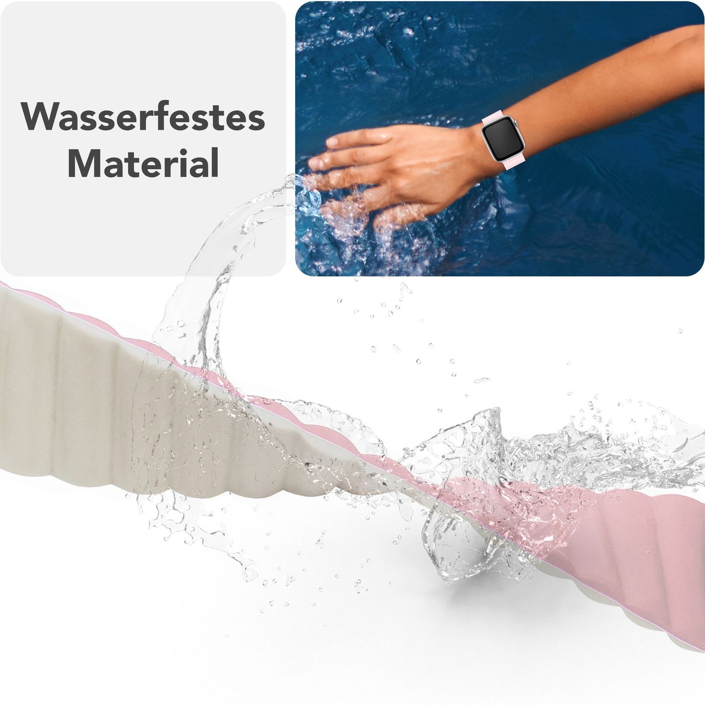 NALIA Core Magnet Armband kompatibel mit Apple Watch Series Ultra/SE/10/9/8/7/6/5/4/3/2/1 – 42/44/45/46/49mm, Atmungsaktives Silikon Loop, Sportarmband mit Rillendesign