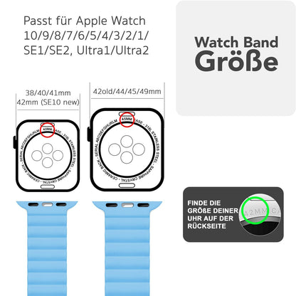NALIA Core Magnet Armband kompatibel mit Apple Watch Series Ultra/SE/10/9/8/7/6/5/4/3/2/1 – 42/44/45/46/49mm, Atmungsaktives Silikon Loop, Sportarmband mit Rillendesign