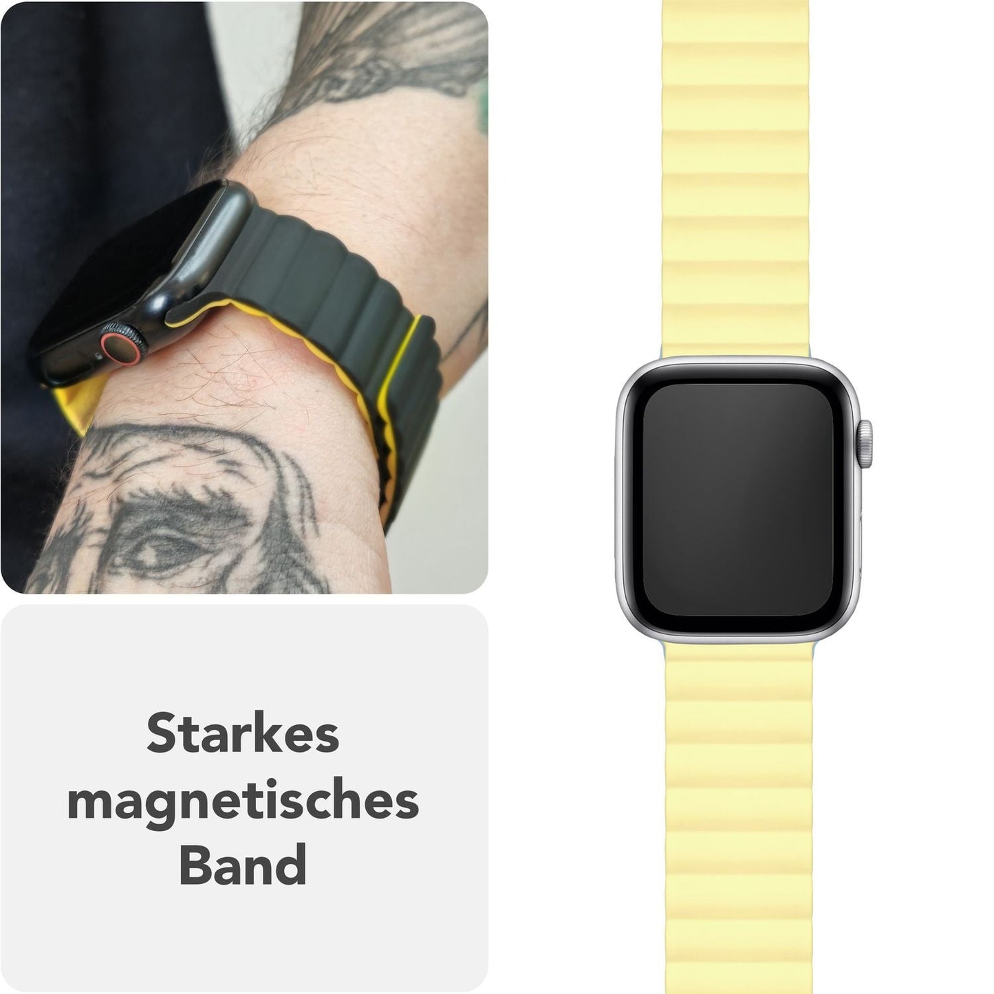NALIA Core Magnet Armband kompatibel mit Apple Watch Series Ultra/SE/10/9/8/7/6/5/4/3/2/1 – 42/44/45/46/49mm, Atmungsaktives Silikon Loop, Sportarmband mit Rillendesign