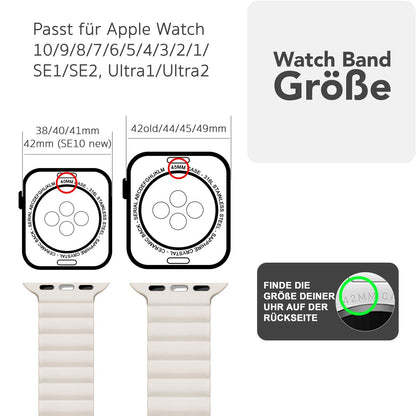 NALIA Core Magnet Armband kompatibel mit Apple Watch Series Ultra/SE/10/9/8/7/6/5/4/3/2/1 – 42/44/45/46/49mm, Atmungsaktives Silikon Loop, Sportarmband mit Rillendesign