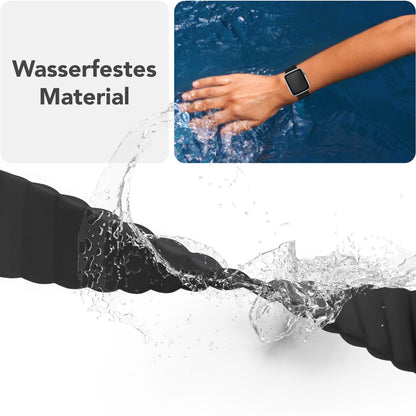 NALIA Core Magnet Armband kompatibel mit Apple Watch Series Ultra/SE/10/9/8/7/6/5/4/3/2/1 – 42/44/45/46/49mm, Atmungsaktives Silikon Loop, Sportarmband mit Rillendesign