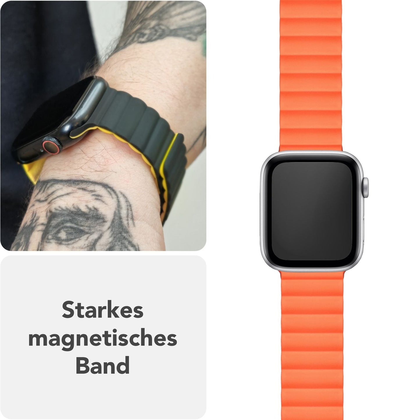 NALIA Core Magnet Armband kompatibel mit Apple Watch Series Ultra/SE/10/9/8/7/6/5/4/3/2/1 – 42/44/45/46/49mm, Atmungsaktives Silikon Loop, Sportarmband mit Rillendesign