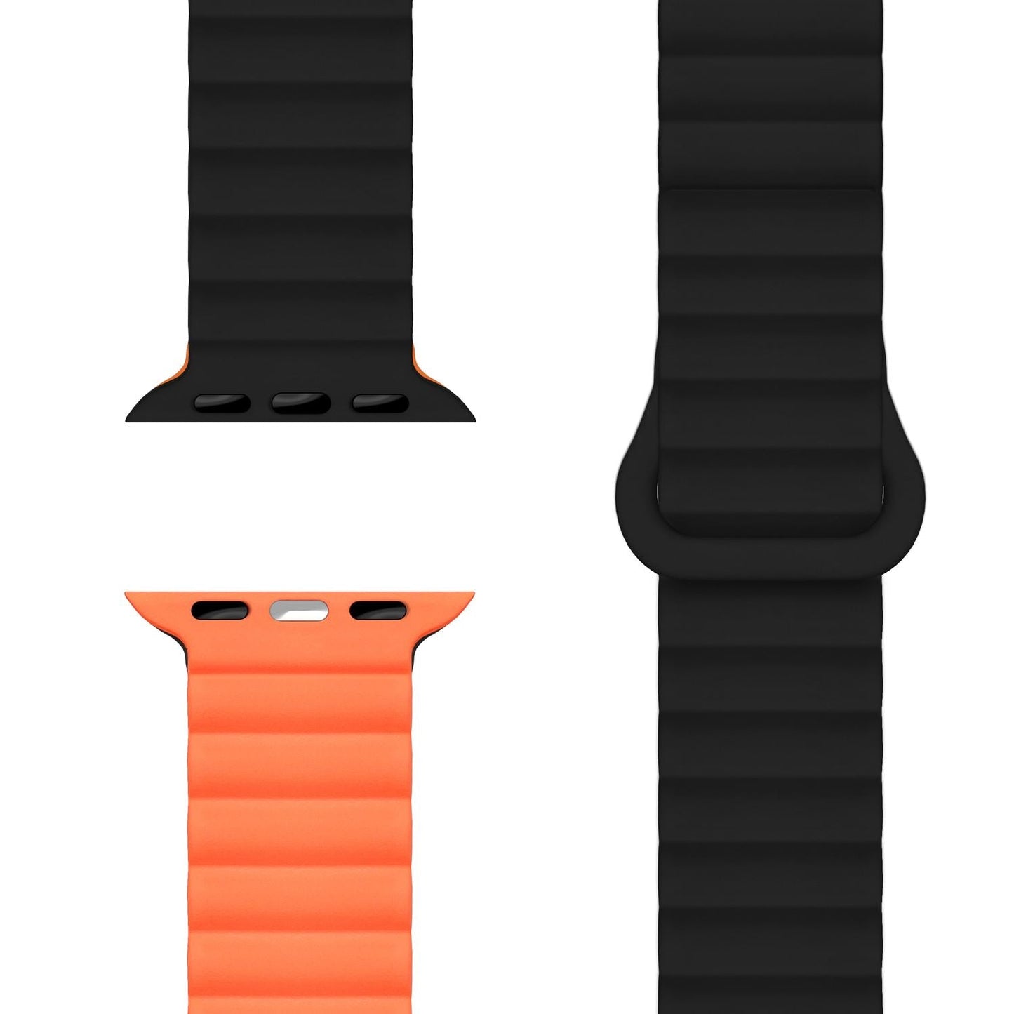 NALIA Core Magnet Armband kompatibel mit Apple Watch Series Ultra/SE/10/9/8/7/6/5/4/3/2/1 – 42/44/45/46/49mm, Atmungsaktives Silikon Loop, Sportarmband mit Rillendesign