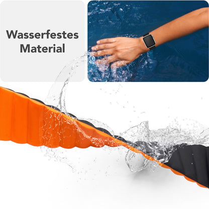 NALIA Core Magnet Armband kompatibel mit Apple Watch Series Ultra/SE/10/9/8/7/6/5/4/3/2/1 – 42/44/45/46/49mm, Atmungsaktives Silikon Loop, Sportarmband mit Rillendesign
