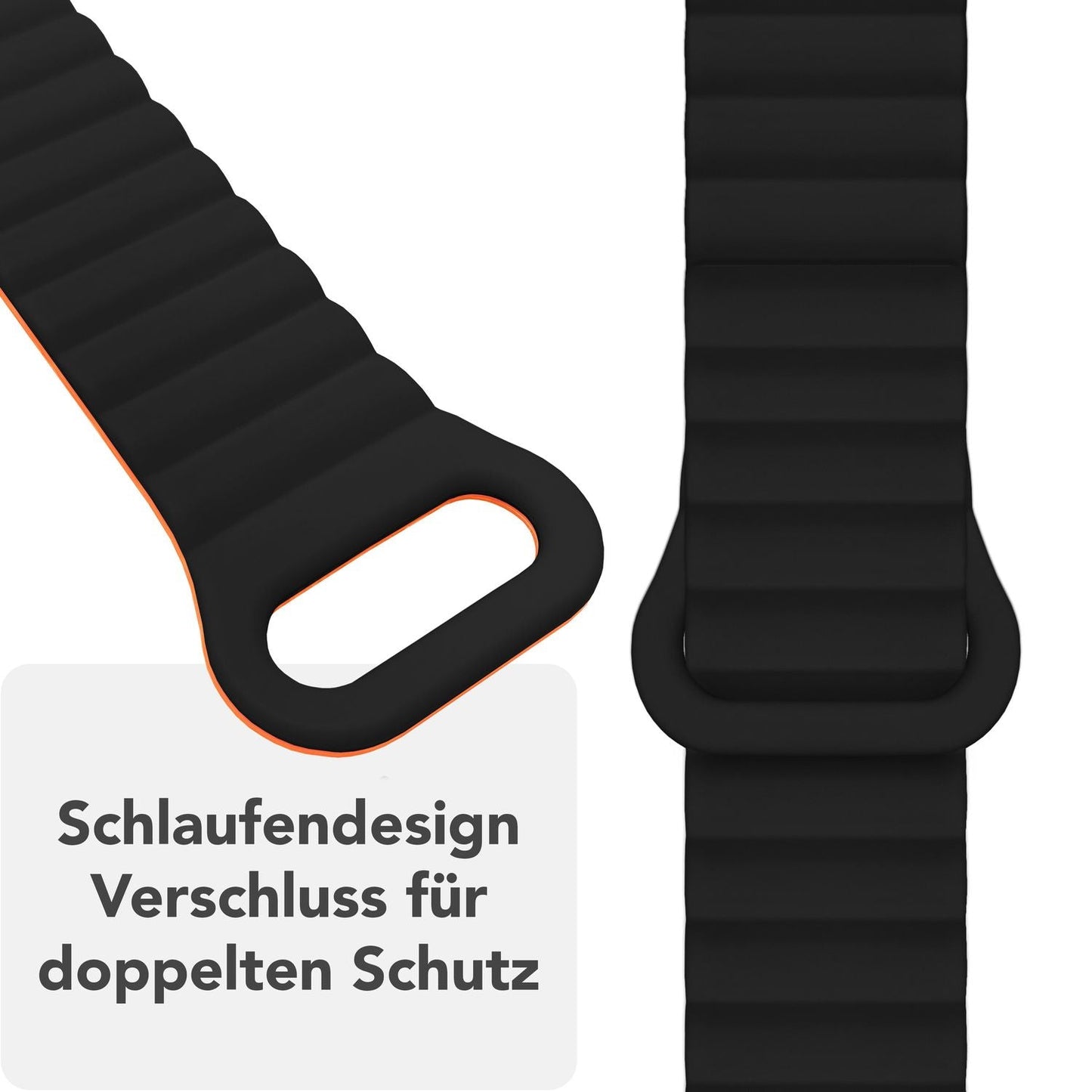 NALIA Core Magnet Armband kompatibel mit Apple Watch Series Ultra/SE/10/9/8/7/6/5/4/3/2/1 – 42/44/45/46/49mm, Atmungsaktives Silikon Loop, Sportarmband mit Rillendesign