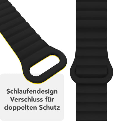 NALIA Core Magnet Armband kompatibel mit Apple Watch Series Ultra/SE/10/9/8/7/6/5/4/3/2/1 – 42/44/45/46/49mm, Atmungsaktives Silikon Loop, Sportarmband mit Rillendesign