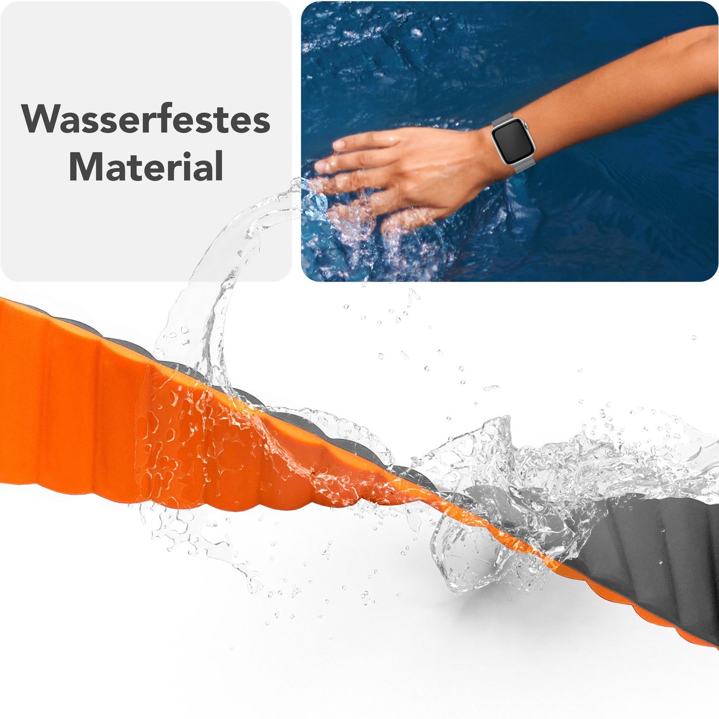 NALIA Core Magnet Armband kompatibel mit Apple Watch Series Ultra/SE/10/9/8/7/6/5/4/3/2/1 – 42/44/45/46/49mm, Atmungsaktives Silikon Loop, Sportarmband mit Rillendesign