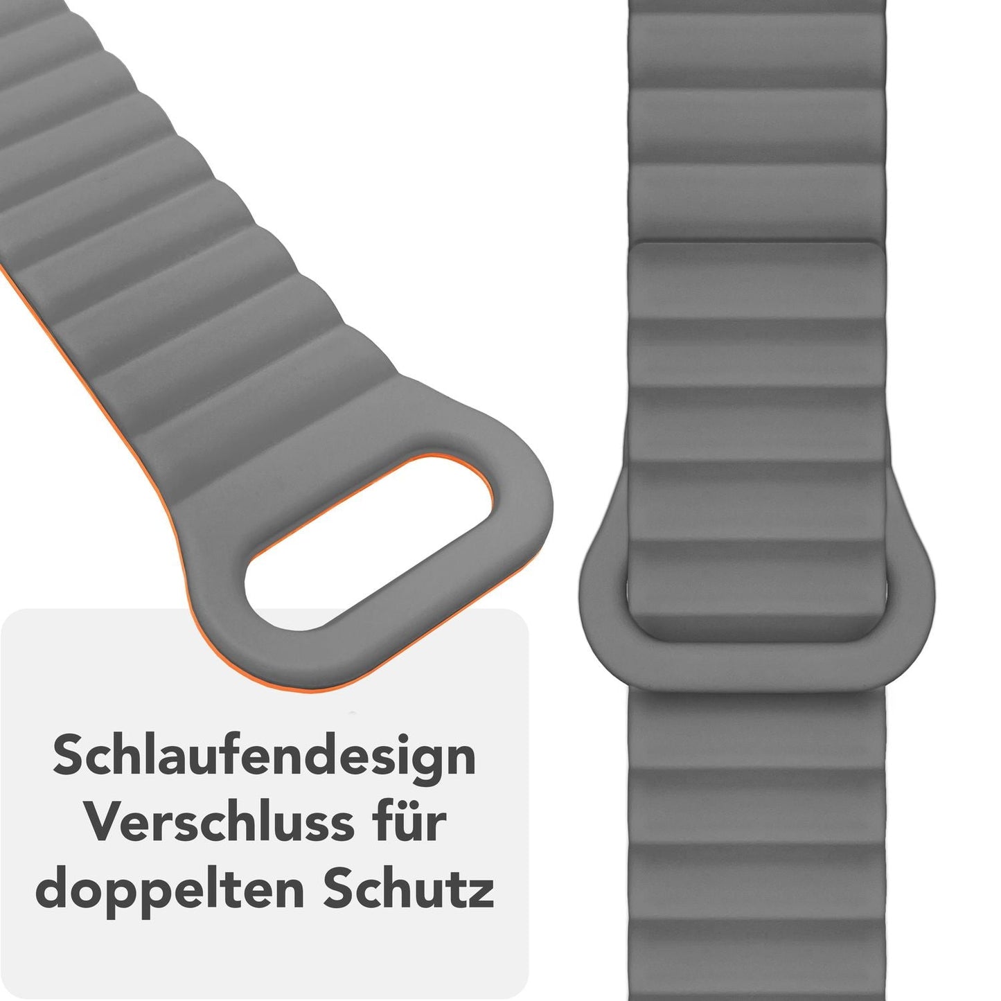 NALIA Core Magnet Armband kompatibel mit Apple Watch Series Ultra/SE/10/9/8/7/6/5/4/3/2/1 – 42/44/45/46/49mm, Atmungsaktives Silikon Loop, Sportarmband mit Rillendesign