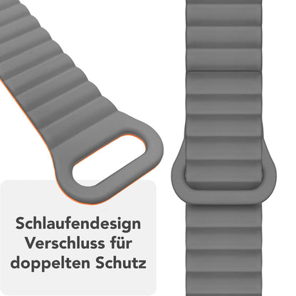 NALIA Core Magnet Armband kompatibel mit Apple Watch Series Ultra/SE/10/9/8/7/6/5/4/3/2/1 – 42/44/45/46/49mm, Atmungsaktives Silikon Loop, Sportarmband mit Rillendesign