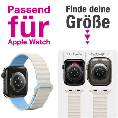 NALIA Core Magnet Armband kompatibel mit Apple Watch Series Ultra/SE/10/9/8/7/6/5/4/3/2/1 – 42/44/45/46/49mm, Atmungsaktives Silikon Loop, Sportarmband mit Rillendesign