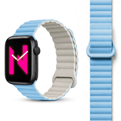 NALIA Core Magnet Armband kompatibel mit Apple Watch Series Ultra/SE/10/9/8/7/6/5/4/3/2/1 – 42/44/45/46/49mm, Atmungsaktives Silikon Loop, Sportarmband mit Rillendesign