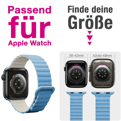 NALIA Core Magnet Armband kompatibel mit Apple Watch Series Ultra/SE/10/9/8/7/6/5/4/3/2/1 – 42/44/45/46/49mm, Atmungsaktives Silikon Loop, Sportarmband mit Rillendesign