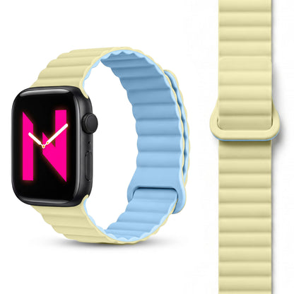 NALIA Core Magnet Armband kompatibel mit Apple Watch Series Ultra/SE/10/9/8/7/6/5/4/3/2/1 – 42/44/45/46/49mm, Atmungsaktives Silikon Loop, Sportarmband mit Rillendesign