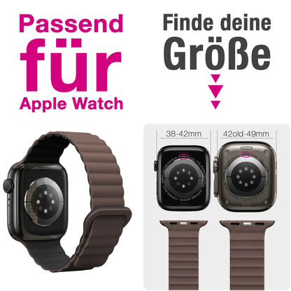 NALIA Core Magnet Armband kompatibel mit Apple Watch Series Ultra/SE/10/9/8/7/6/5/4/3/2/1 – 42/44/45/46/49mm, Atmungsaktives Silikon Loop, Sportarmband mit Rillendesign