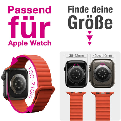 NALIA Core Magnet Armband kompatibel mit Apple Watch Series Ultra/SE/10/9/8/7/6/5/4/3/2/1 – 42/44/45/46/49mm, Atmungsaktives Silikon Loop, Sportarmband mit Rillendesign