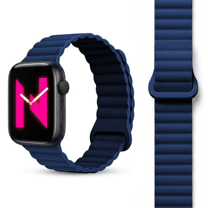 NALIA Core Magnet Armband kompatibel mit Apple Watch Series Ultra/SE/10/9/8/7/6/5/4/3/2/1 – 42/44/45/46/49mm, Atmungsaktives Silikon Loop, Sportarmband mit Rillendesign