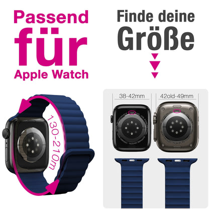 NALIA Core Magnet Armband kompatibel mit Apple Watch Series Ultra/SE/10/9/8/7/6/5/4/3/2/1 – 42/44/45/46/49mm, Atmungsaktives Silikon Loop, Sportarmband mit Rillendesign