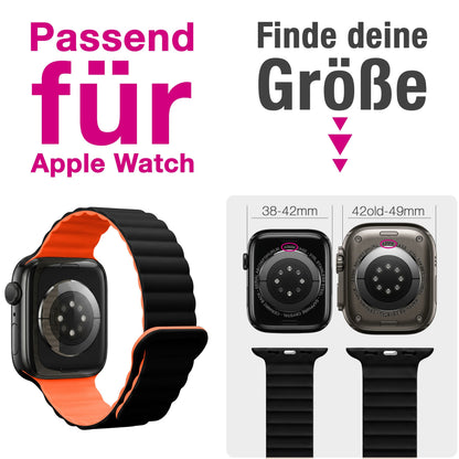NALIA Core Magnet Armband kompatibel mit Apple Watch Series Ultra/SE/10/9/8/7/6/5/4/3/2/1 – 42/44/45/46/49mm, Atmungsaktives Silikon Loop, Sportarmband mit Rillendesign