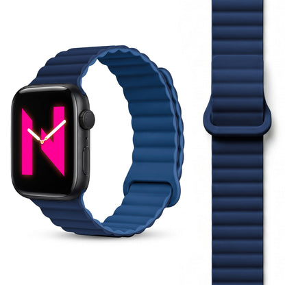 NALIA Core Magnet Armband kompatibel mit Apple Watch Series Ultra/SE/10/9/8/7/6/5/4/3/2/1 – 42/44/45/46/49mm, Atmungsaktives Silikon Loop, Sportarmband mit Rillendesign