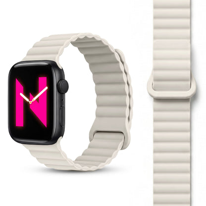 NALIA Core Magnet Armband kompatibel mit Apple Watch Series Ultra/SE/10/9/8/7/6/5/4/3/2/1 – 42/44/45/46/49mm, Atmungsaktives Silikon Loop, Sportarmband mit Rillendesign