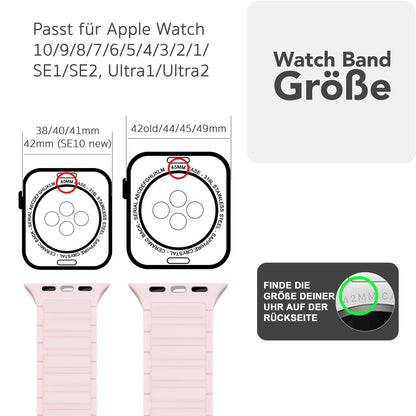 NALIA Nexus Magnet Armband kompatibel mit Apple Watch Armband Series SE/iWatch 10 9 8 7 6 5 4 3 2 1, 38/40/41/42mm, Silikon Loop mit Rillendesign, Sportarmband Magnetisch