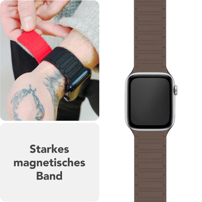 NALIA Nexus Magnet Armband kompatibel mit Apple Watch Armband Series SE/iWatch 10 9 8 7 6 5 4 3 2 1, 38/40/41/42mm, Silikon Loop mit Rillendesign, Sportarmband Magnetisch