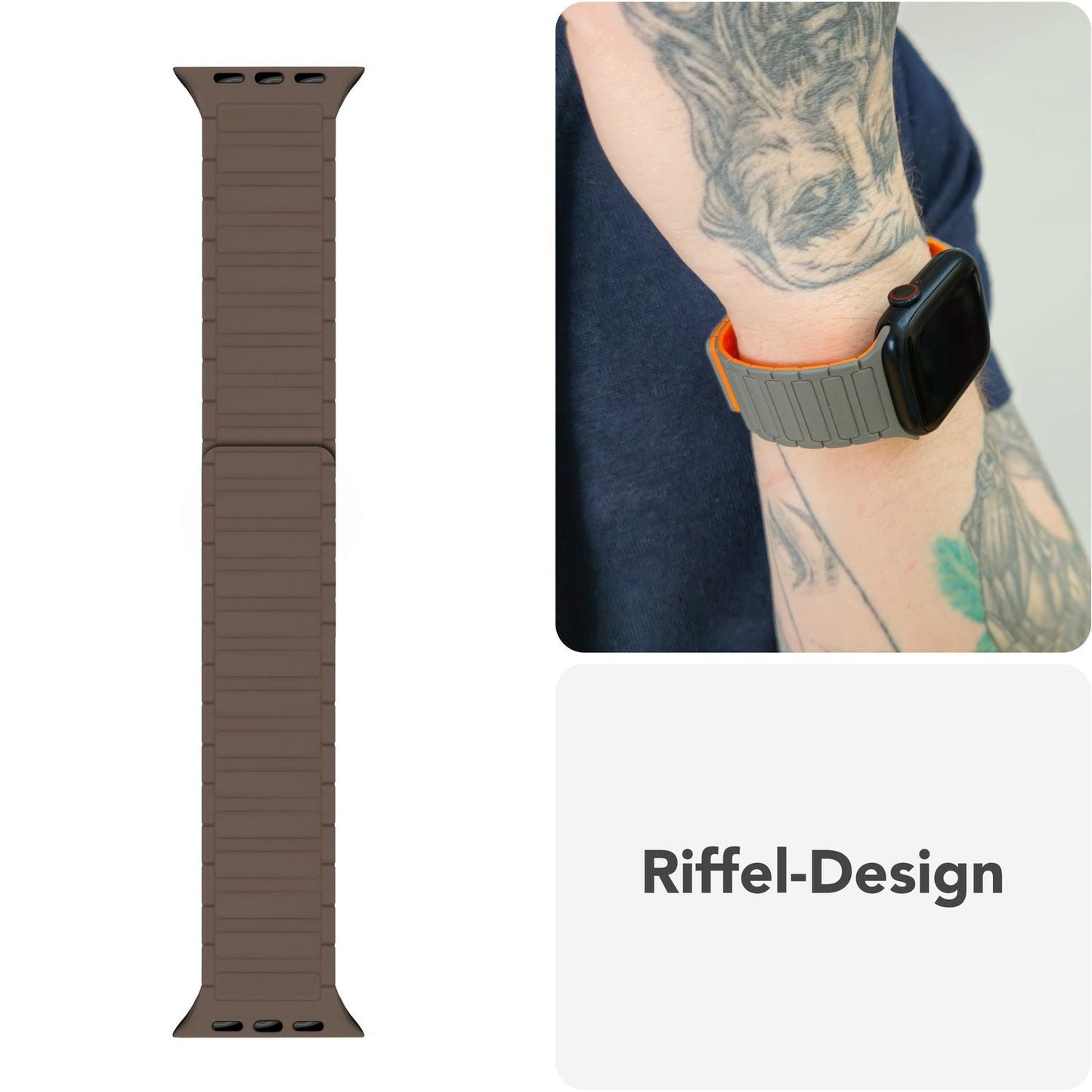 NALIA Nexus Magnet Armband kompatibel mit Apple Watch Armband Series SE/iWatch 10 9 8 7 6 5 4 3 2 1, 38/40/41/42mm, Silikon Loop mit Rillendesign, Sportarmband Magnetisch