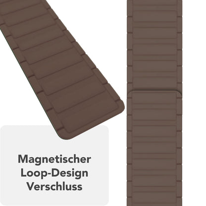NALIA Nexus Magnet Armband kompatibel mit Apple Watch Armband Series SE/iWatch 10 9 8 7 6 5 4 3 2 1, 38/40/41/42mm, Silikon Loop mit Rillendesign, Sportarmband Magnetisch