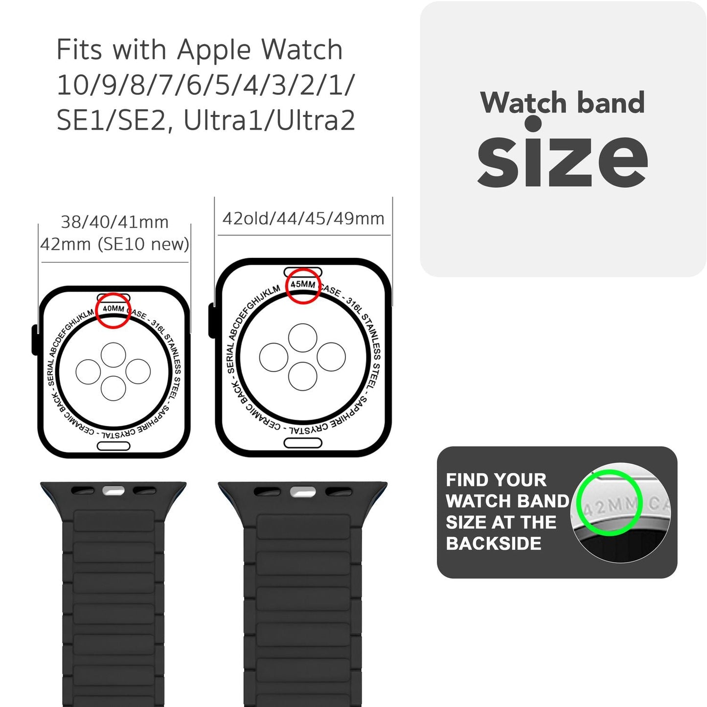 NALIA Nexus Magnet Armband kompatibel mit Apple Watch Armband Series SE/iWatch 10 9 8 7 6 5 4 3 2 1, 38/40/41/42mm, Silikon Loop mit Rillendesign, Sportarmband Magnetisch