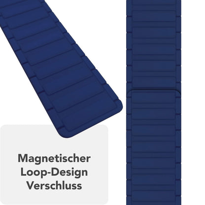 NALIA Nexus Magnet Armband kompatibel mit Apple Watch Armband Series SE/iWatch 10 9 8 7 6 5 4 3 2 1, 38/40/41/42mm, Silikon Loop mit Rillendesign, Sportarmband Magnetisch