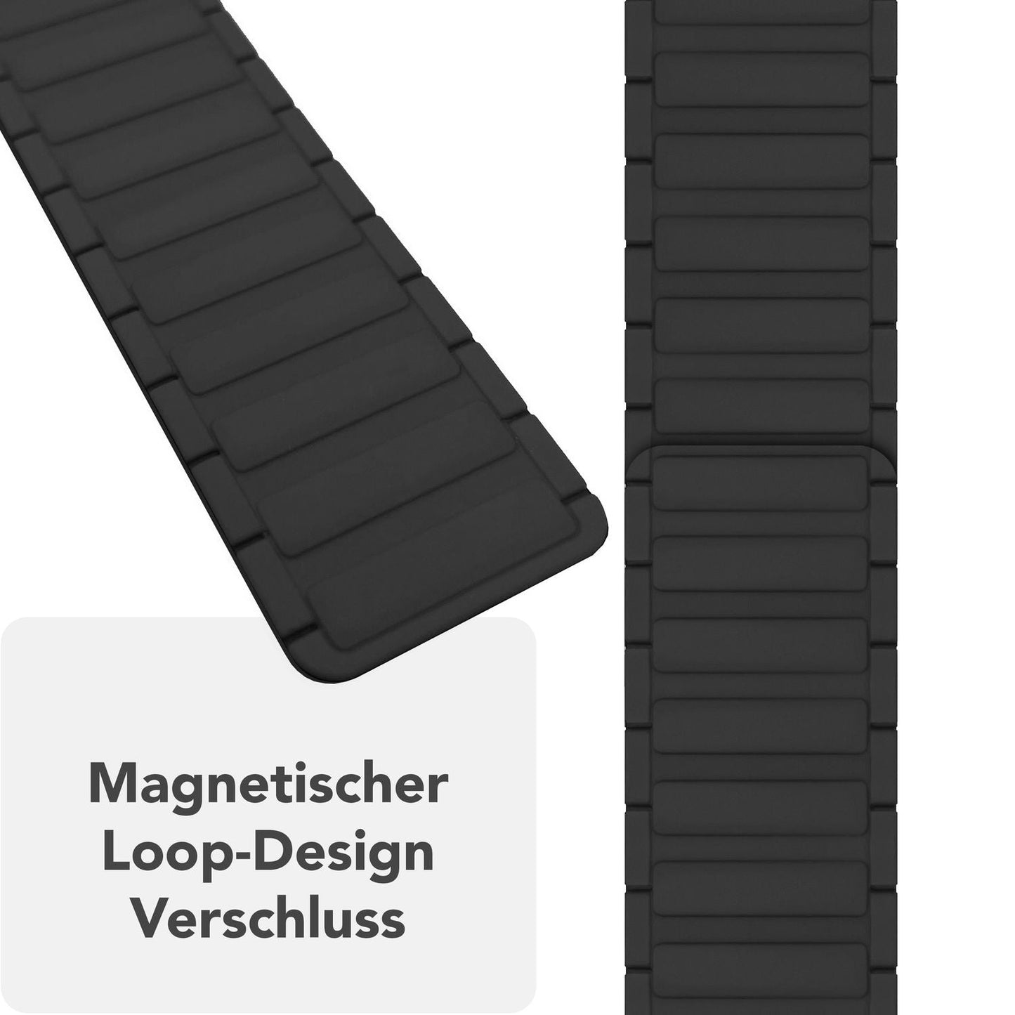 NALIA Nexus Magnet Armband kompatibel mit Apple Watch Armband Series SE/iWatch 10 9 8 7 6 5 4 3 2 1, 38/40/41/42mm, Silikon Loop mit Rillendesign, Sportarmband Magnetisch