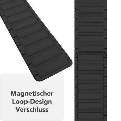 NALIA Nexus Magnet Armband kompatibel mit Apple Watch Armband Series SE/iWatch 10 9 8 7 6 5 4 3 2 1, 38/40/41/42mm, Silikon Loop mit Rillendesign, Sportarmband Magnetisch