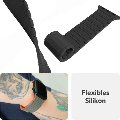 NALIA Nexus Magnet Armband kompatibel mit Apple Watch Armband Series SE/iWatch 10 9 8 7 6 5 4 3 2 1, 38/40/41/42mm, Silikon Loop mit Rillendesign, Sportarmband Magnetisch